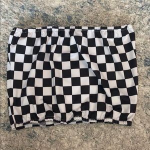 Black and white checkered tube top